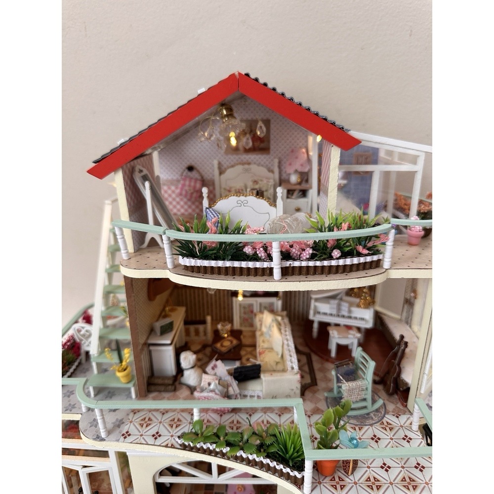 Built DIY Miniature Dollhouse Countryside Estate 3-Story Villa Model Light Up - Picture 1 of 16